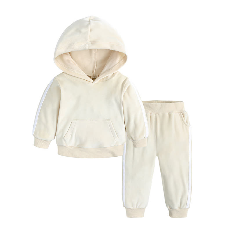 Toddler Velour Contrast Hoodie and Jogger 2-piece Set - White - 8-9T - image 22