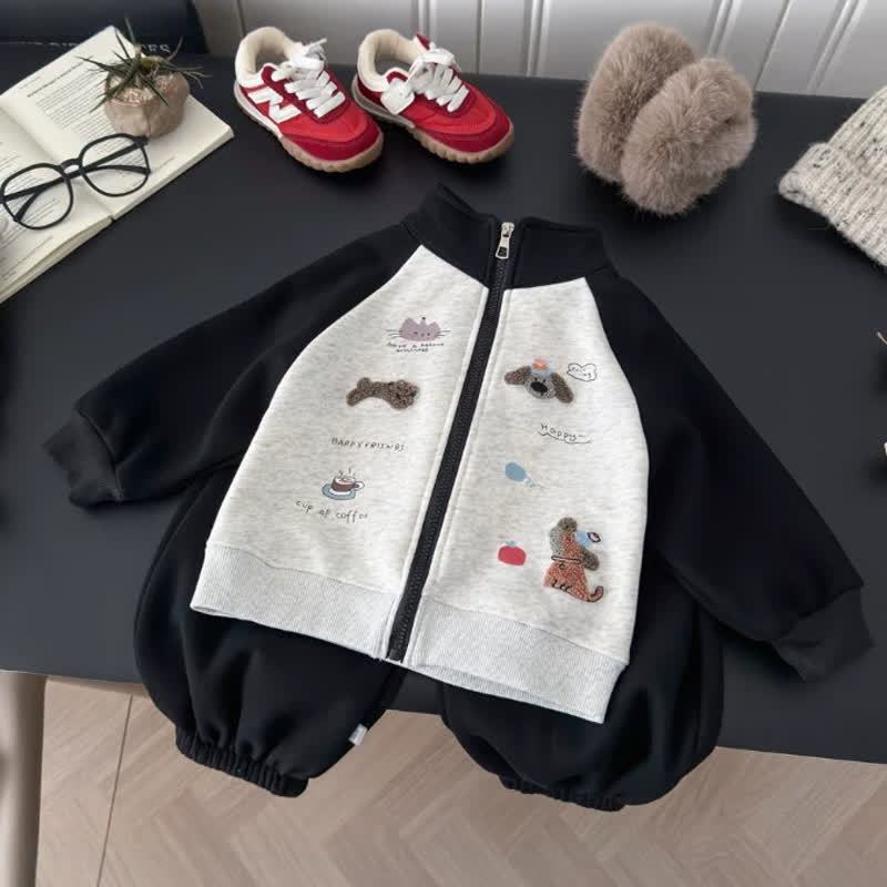 Toddler Cartoon Print Zip Jacket and Pants 2-piece Set - image 3