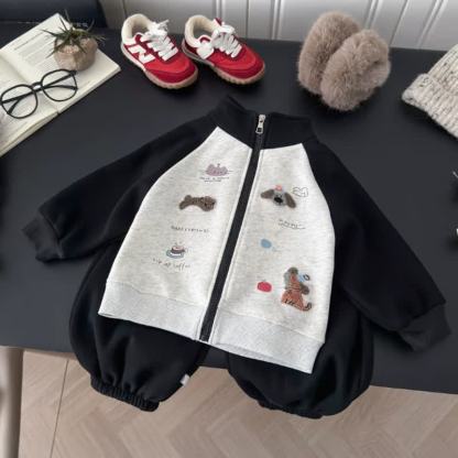 Toddler Cartoon Print Zip Jacket and Pants 2-piece Set - image 3