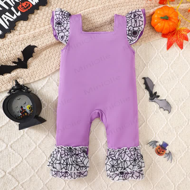 Baby Halloween Bow Flutter Sleeve Onesie - image 3