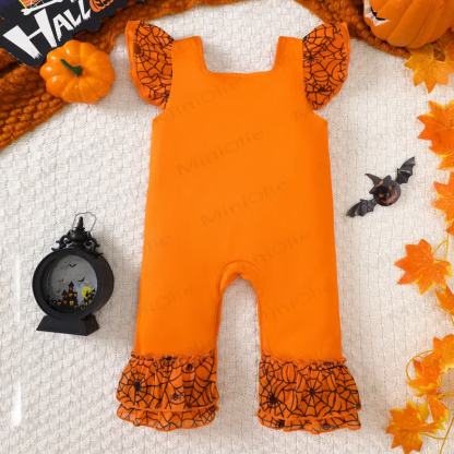 Baby Halloween Bow Flutter Sleeve Onesie - image 5