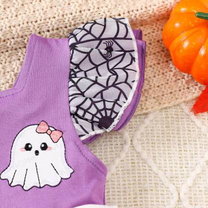 Baby Halloween Bow Flutter Sleeve Onesie - image 8
