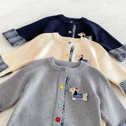 Baby Ribbed Knit Plaid Cuff Romper Set with Hat - image 9