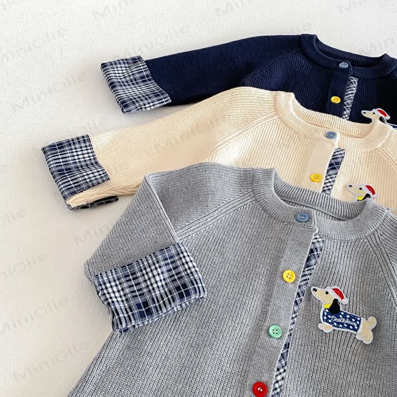 Baby Ribbed Knit Plaid Cuff Romper Set with Hat - image 11