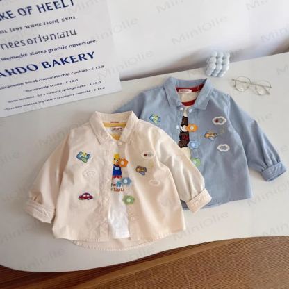 Toddler Cartoon Applique Snap Front Shirt - image 1