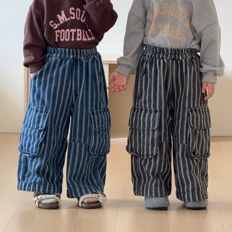 Toddler Boys Pinstripe Cargo Wide Leg Pants - image 1