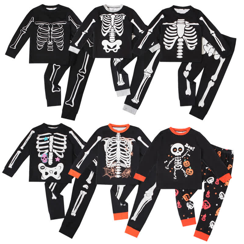Toddler Skeleton Halloween Long Sleeve Pajama 2-piece Set - image 1