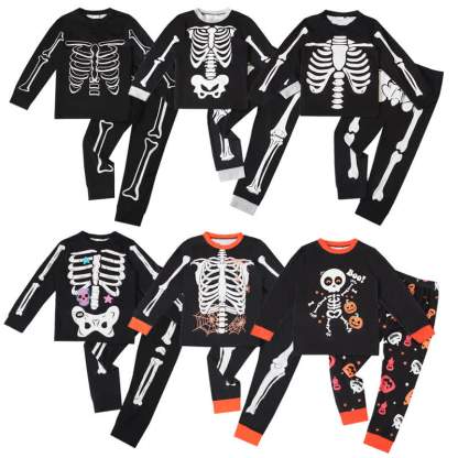 Toddler Skeleton Halloween Long Sleeve Pajama 2-piece Set - image 1