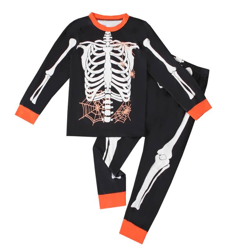 Toddler Skeleton Halloween Long Sleeve Pajama 2-piece Set - Orange - 8Y - image 6