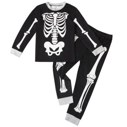 Toddler Skeleton Halloween Long Sleeve Pajama 2-piece Set - Gray - 8Y - image 2