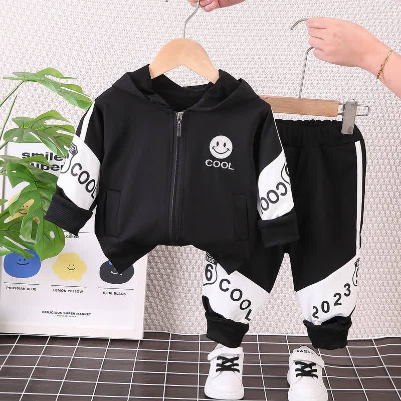 Toddler Contrast Sleeve Varsity Jacket and Jogger 2-piece Set - Black COOL - 4-5T - image 6