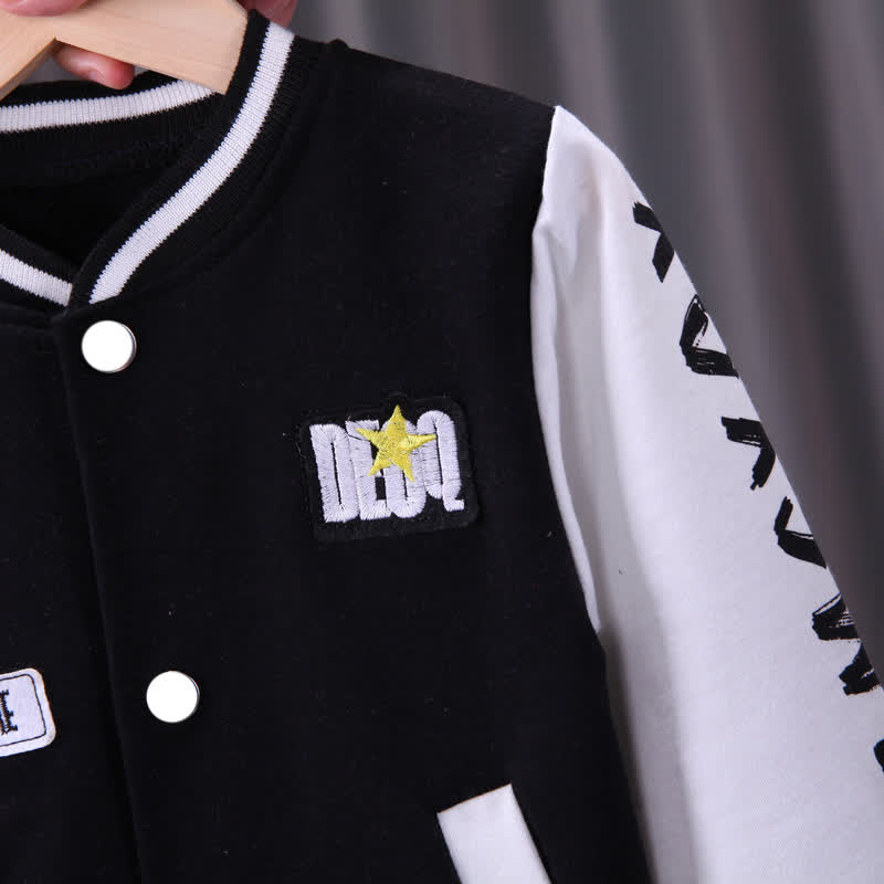 Toddler Contrast Sleeve Varsity Jacket and Jogger 2-piece Set - image 11