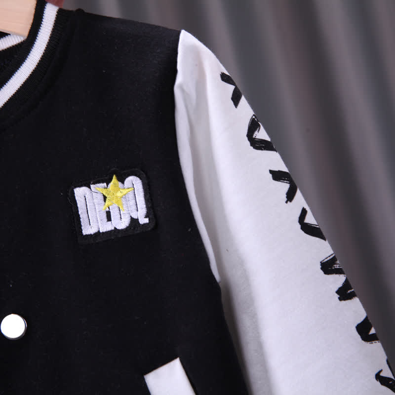 Toddler Contrast Sleeve Varsity Jacket and Jogger 2-piece Set - image 12