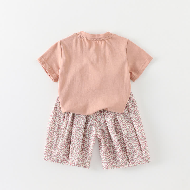 Baby Pink Bunny Tee and Floral Pants 2-piece Set - image 2
