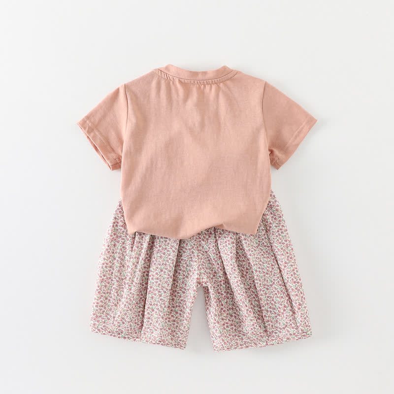 Baby Pink Bunny Tee and Floral Pants 2-piece Set - image 2