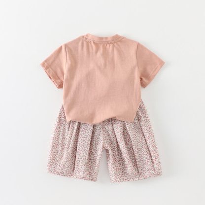 Baby Pink Bunny Tee and Floral Pants 2-piece Set - image 2