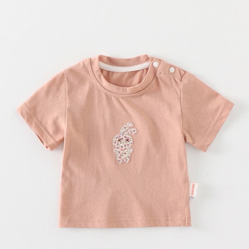 Baby Pink Bunny Tee and Floral Pants 2-piece Set - image 3