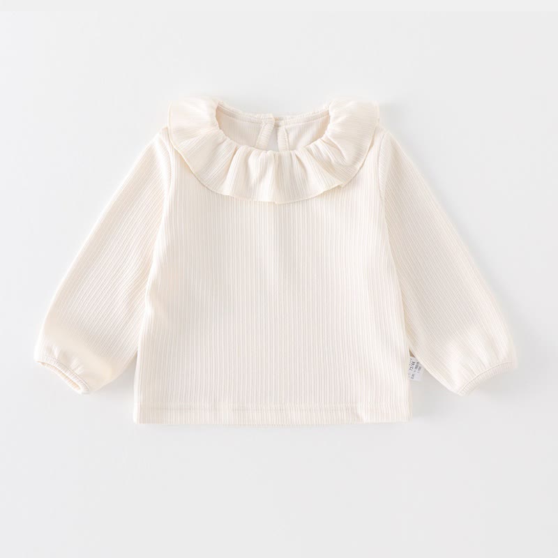 Baby White Ruffle Collar Top and Purple Bunny Overalls 2-piece Set - image 2