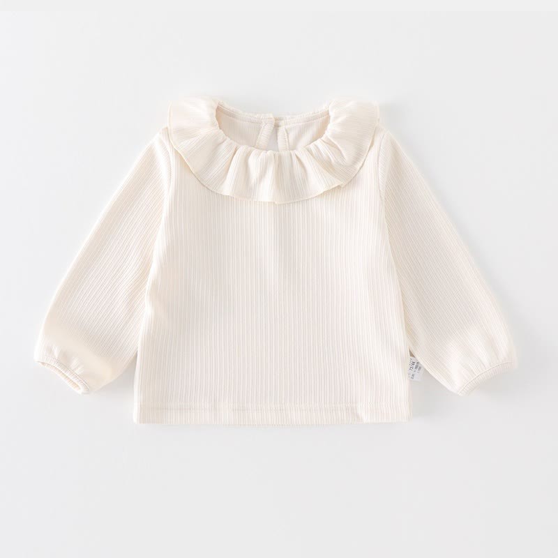 Baby White Ruffle Collar Top and Purple Bunny Overalls 2-piece Set - image 2