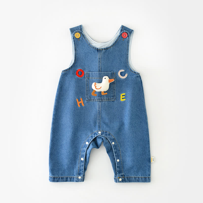 Baby Toddler Blue Duck Patch Denim Overalls - Blue - 2-3T - image 1