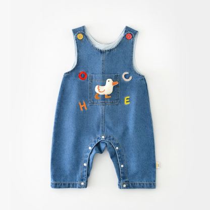 Baby Toddler Blue Duck Patch Denim Overalls - Blue - 2-3T - image 1