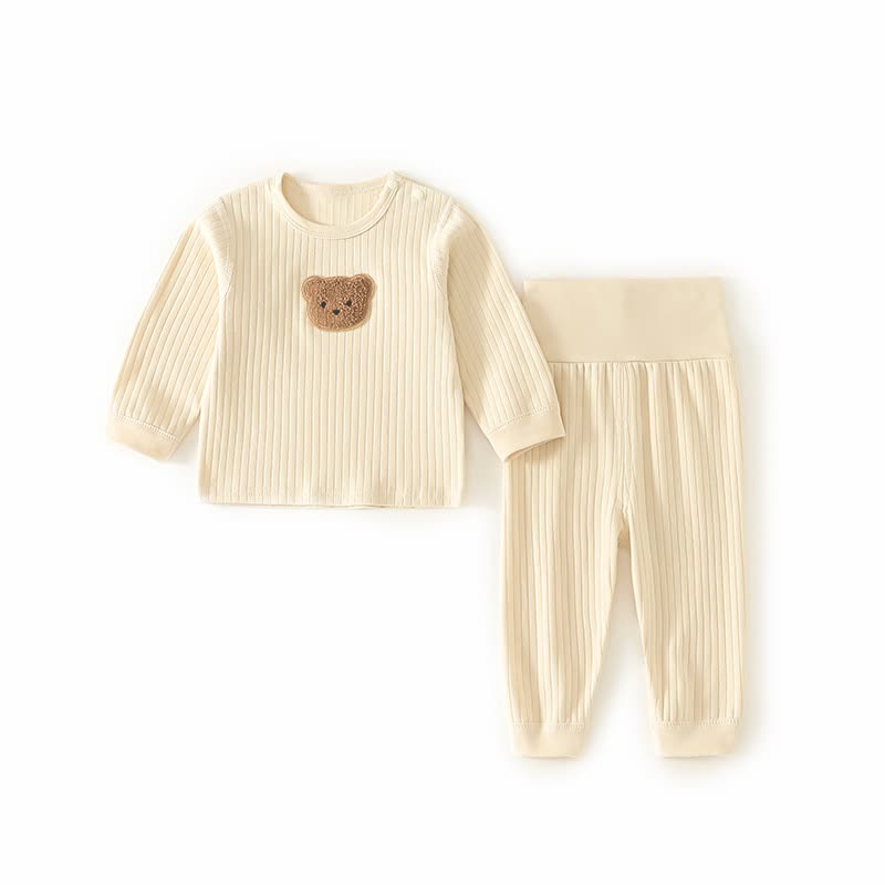 Baby Teddy Applique Top and Pants Pyjama 2-piece Set - Beige - 2-3T - image 2