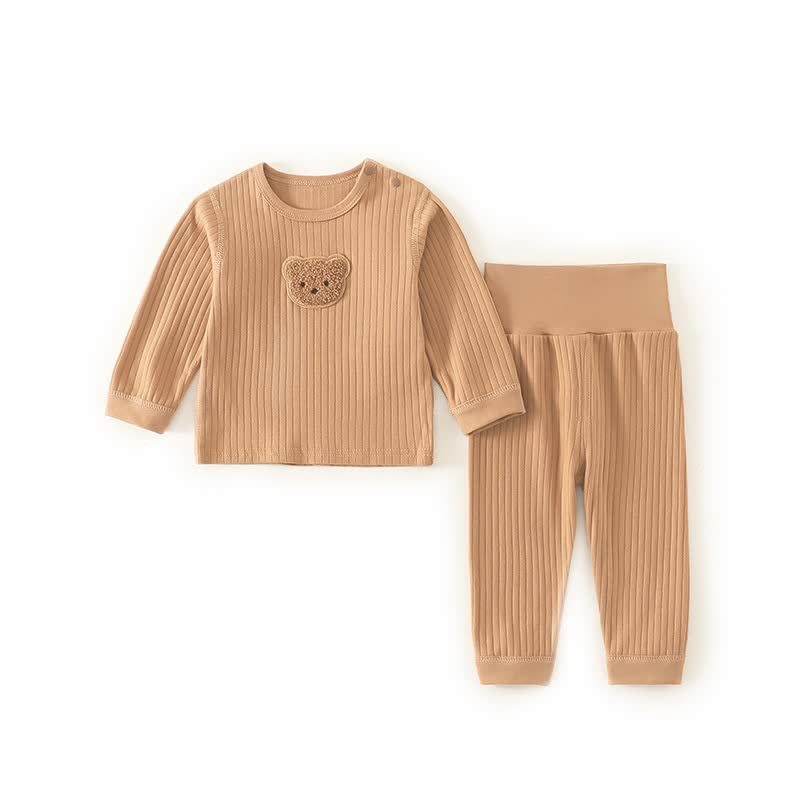Baby Teddy Applique Top and Pants Pyjama 2-piece Set - Brown - 2-3T - image 1
