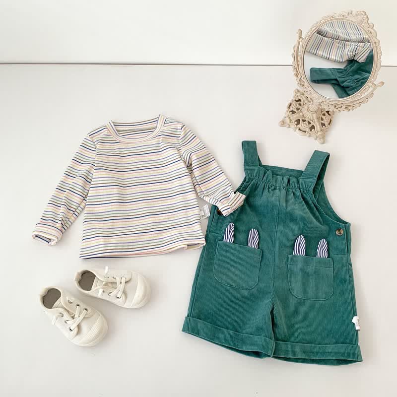 Baby Toddler Green Bunny Corduroy Overalls - image 1