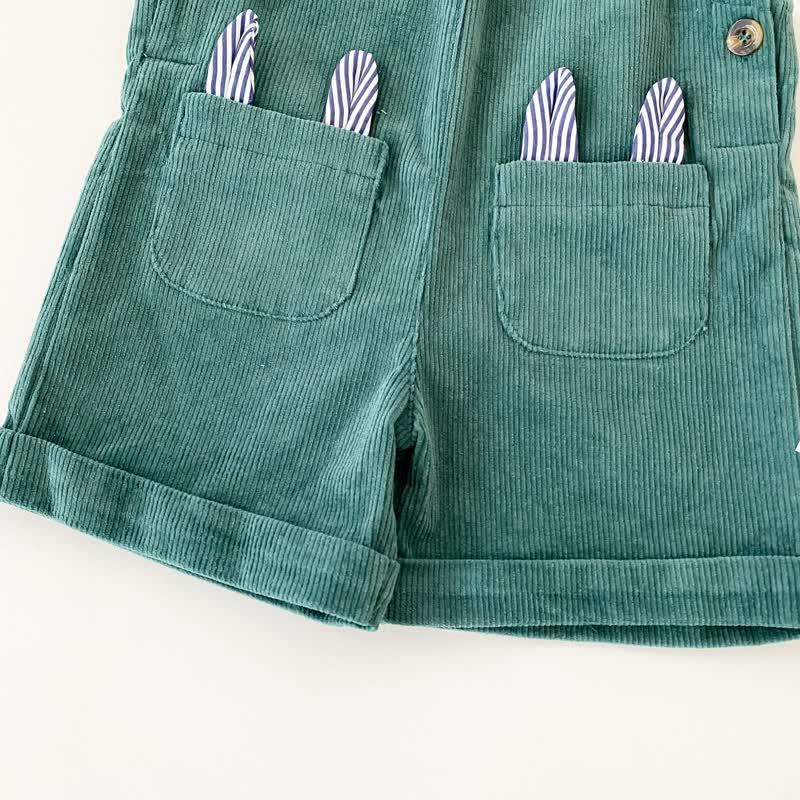 Baby Toddler Green Bunny Corduroy Overalls - image 7