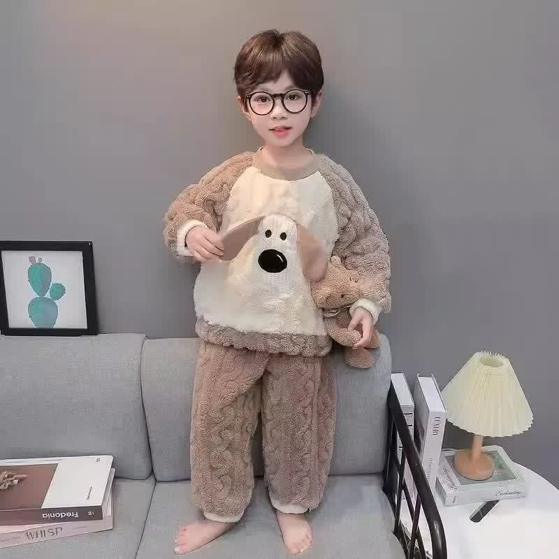 Toddler Puppy Teddy Fleece Winter Pajama 2-piece Set - image 1