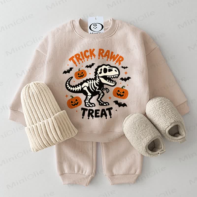 TRICK RAWR Baby Pumpkin Dino 2-piece Beige Set - Beige - 2-3T - image 1