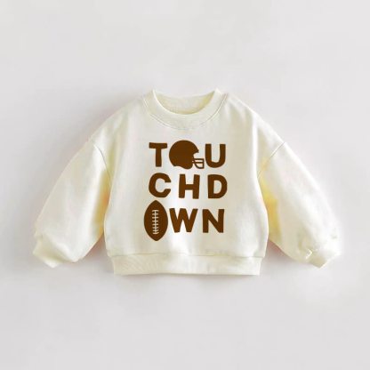 TOUCHDOWN Baby Toddler Football Cream Sweatshirt - Cream - 3-5T - image 1