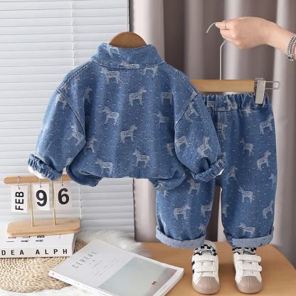 Toddler Baby Horse Denim Jacket and Pants 3-piece Set - image 4