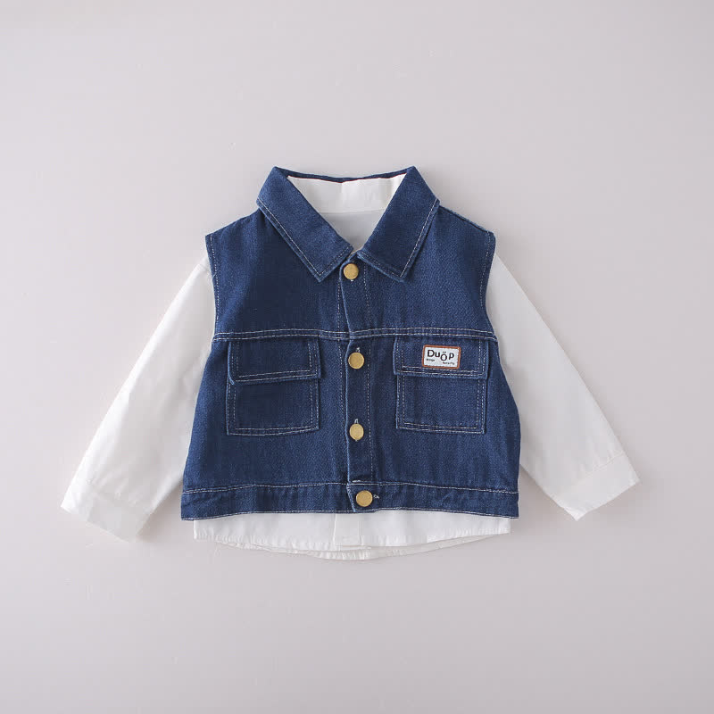 Baby Toddler Casual Denim Vest and Pants 3-piece Set - image 5