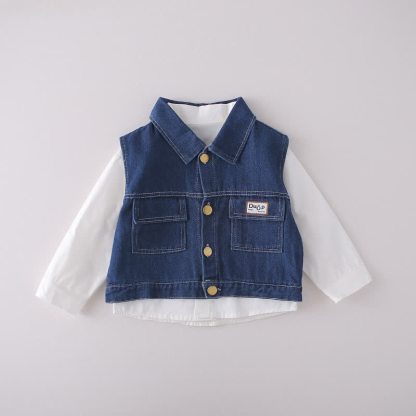 Baby Toddler Casual Denim Vest and Pants 3-piece Set - image 5