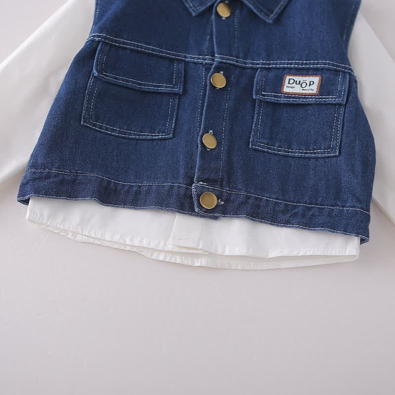 Baby Toddler Casual Denim Vest and Pants 3-piece Set - image 9