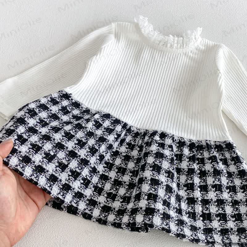 Baby Girl Houndstooth Outerwear and Ribbed Dress Set - image 7