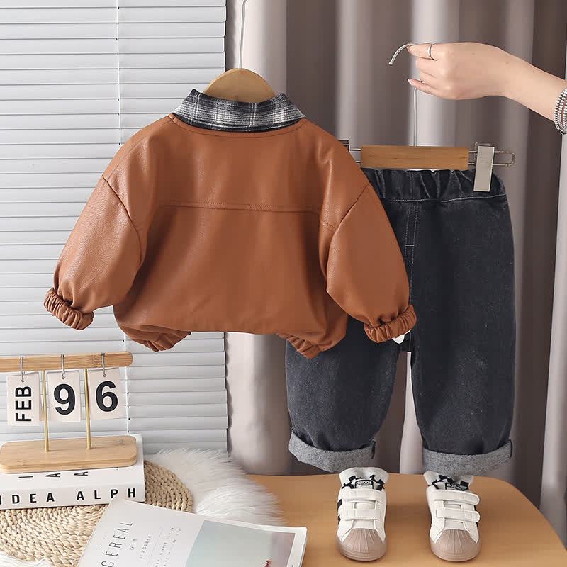 FASHION Toddler Baby Boy Jacket and Denim Pants 3-piece Set - image 5