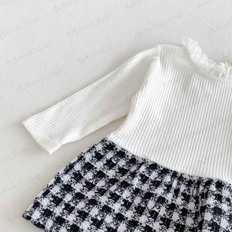 Baby Girl Houndstooth Outerwear and Ribbed Dress Set - image 5