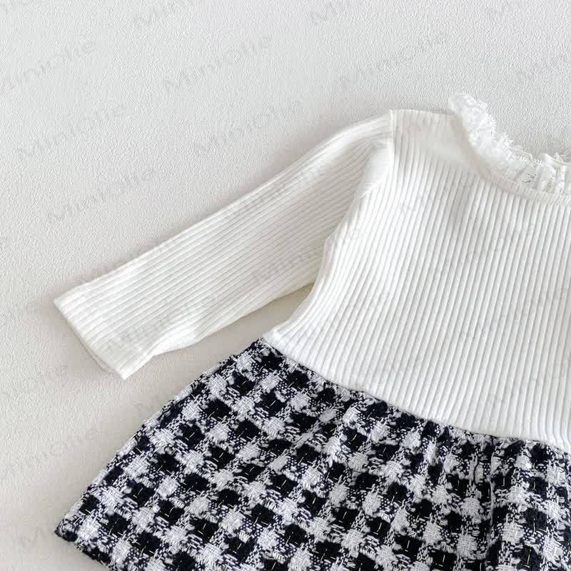 Baby Girl Houndstooth Outerwear and Ribbed Dress Set - image 5
