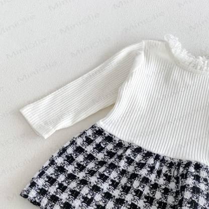 Baby Girl Houndstooth Outerwear and Ribbed Dress Set - image 5