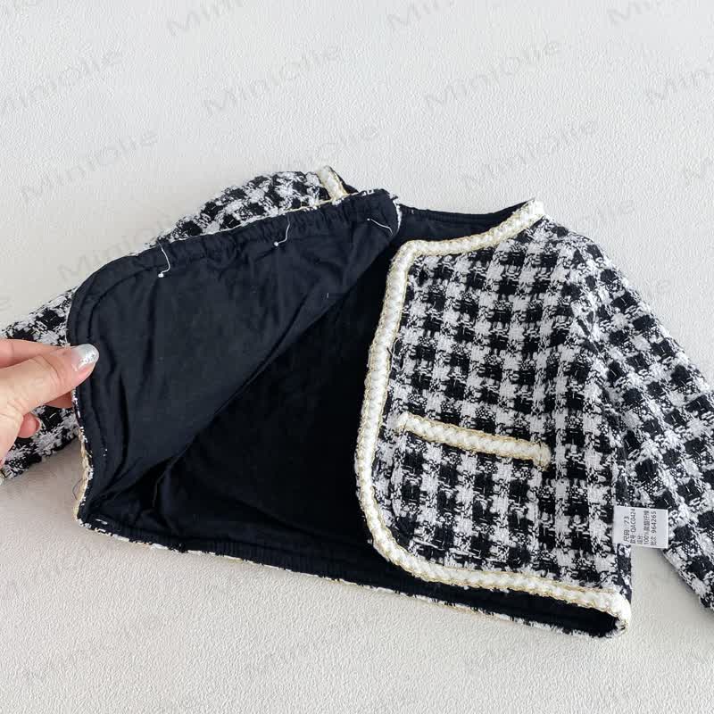Baby Girl Houndstooth Outerwear and Ribbed Dress Set - image 10
