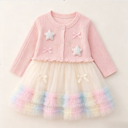 Baby Toddler Knit Tulle Dress - Pink - 3-4T - image 2