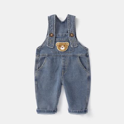 Baby Toddler Bear Pocket Denim Overalls - Blue - 4-5T - image 2