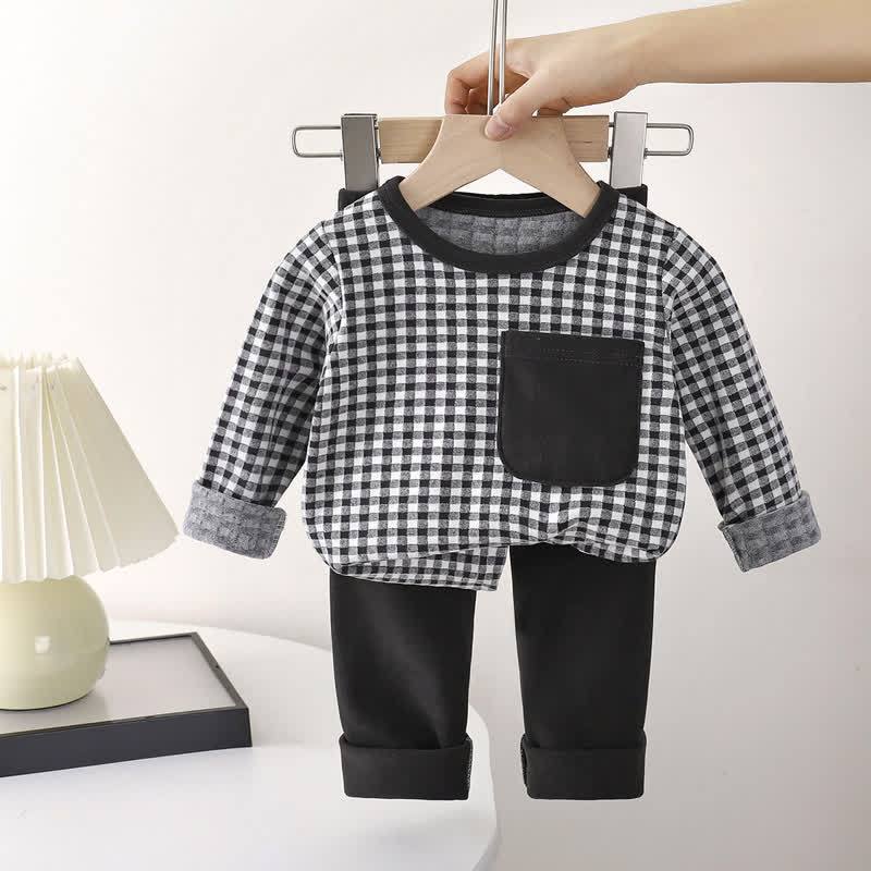 Toddler Gingham Top and Pants Pyjama 2-piece Set - Black - 10-11T - image 3