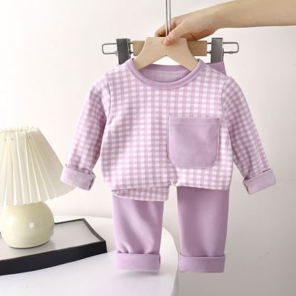 Toddler Gingham Top and Pants Pyjama 2-piece Set - Purple - 10-11T - image 5