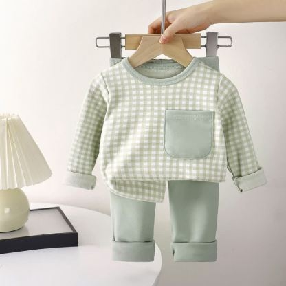 Toddler Gingham Top and Pants Pyjama 2-piece Set - Green - 10-11T - image 6