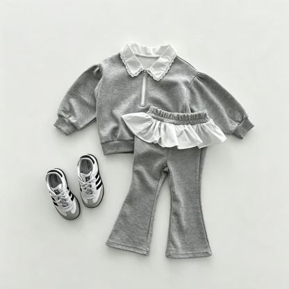 Baby Toddler Girls Ruffle Collar Sweatshirt and Flare Pants 2-piece Set - image 5