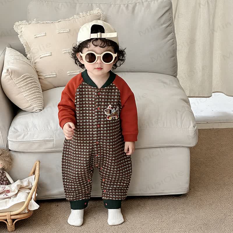 Baby Houndstooth Knit Puppy Romper - image 2