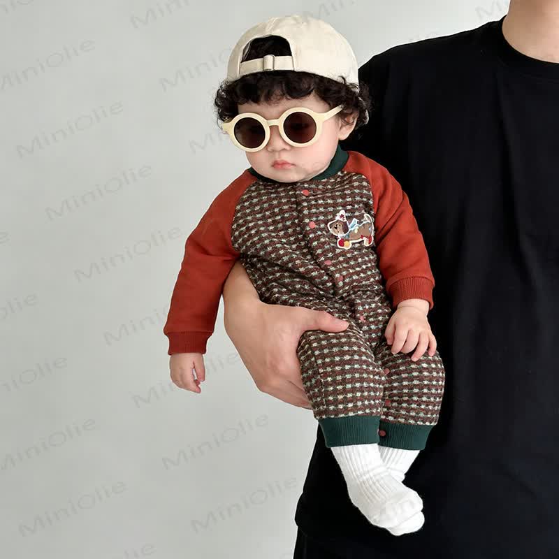 Baby Houndstooth Knit Puppy Romper - image 3